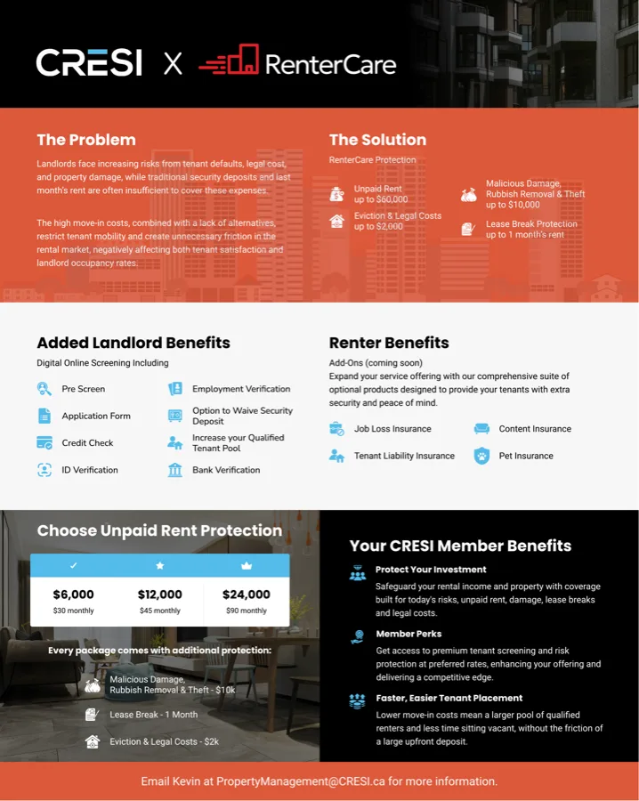 The CRESI X RenterCare protection flyer