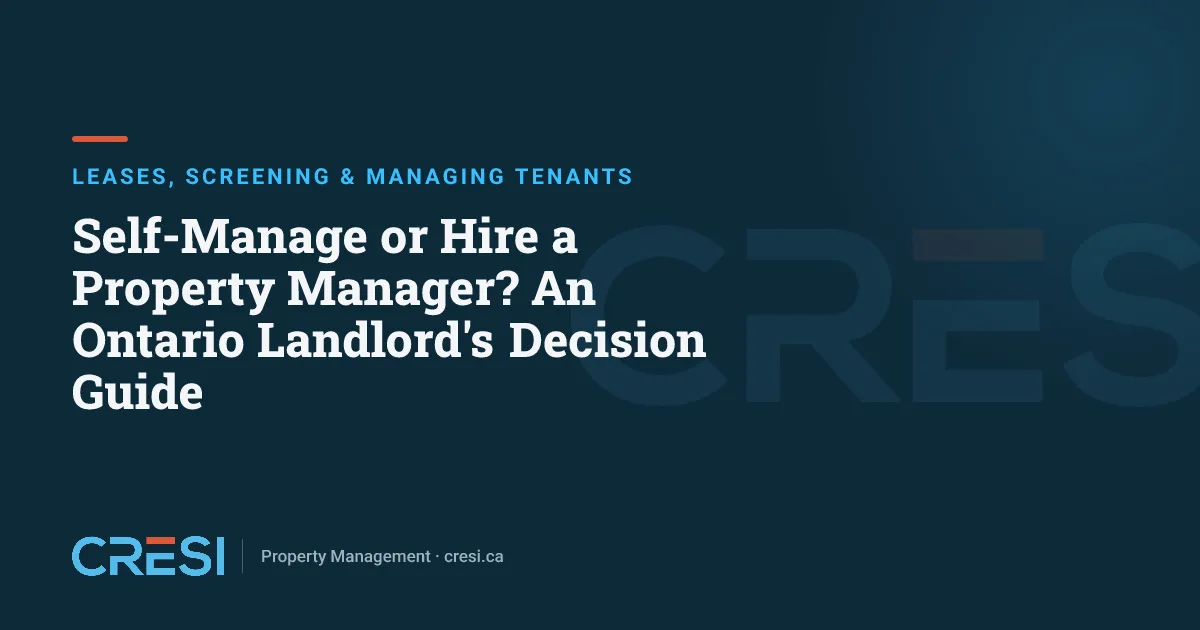Self-Manage or Hire a Property Manager? An Ontario Landlord's Decision Guide